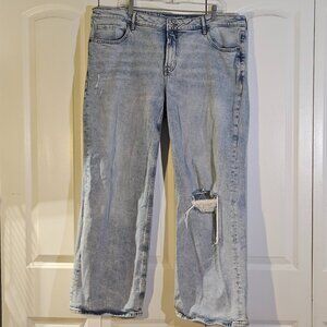 Old Navy Women's Jeans Size 20 Wide Leg Light Wash Ripped Grunge 90s Vibe Y2K